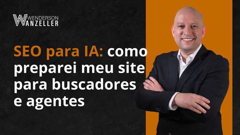 Capa editorial de tecnologia para artigo sobre SEO para IA