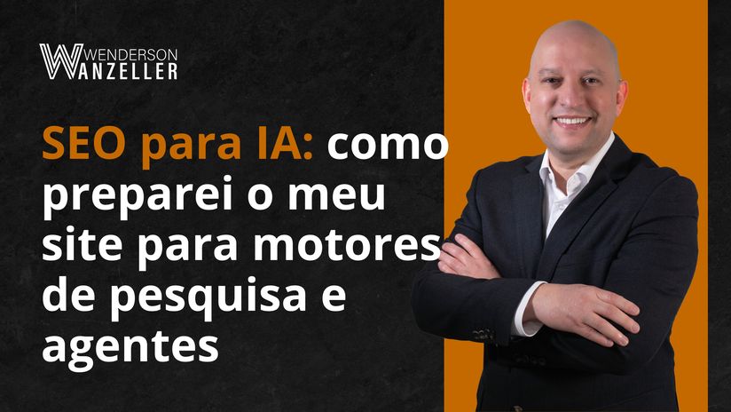 Capa editorial de tecnologia para artigo sobre SEO para IA